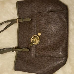 Micheal Kors green and brown shoulder bag